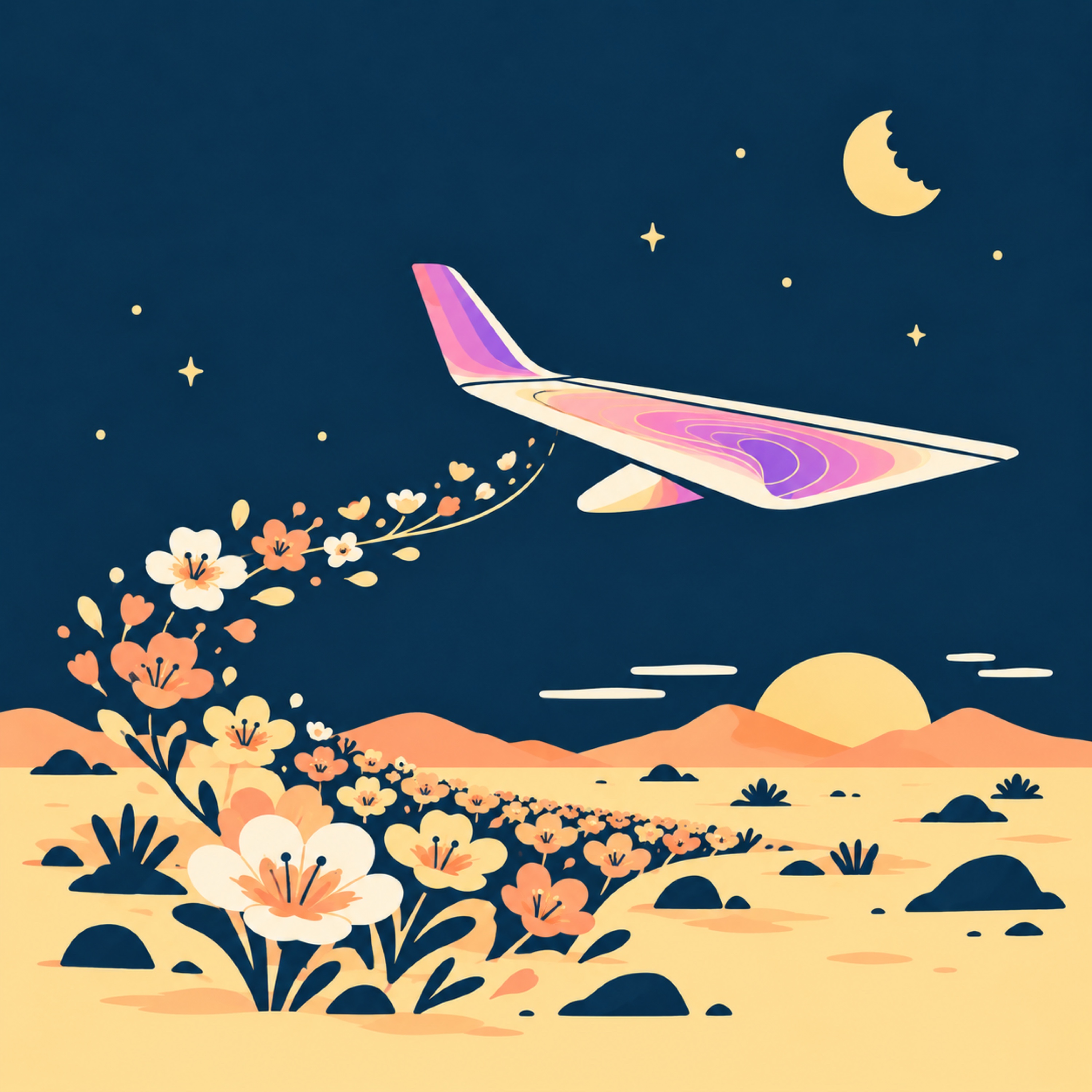 Episode illustration for The Desert Flowers, the Wing Glows, and the Moon Gets a Cookie